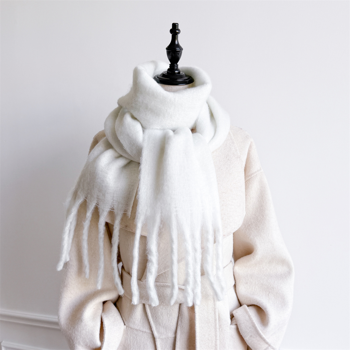 Cashmere Pashmina Wrap - 20*200cm Solid Color Thick Warm Cashmere