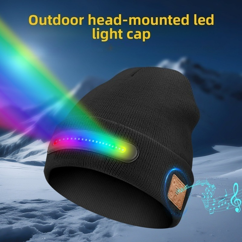 Knit Beanie Hat Warm - Christmas LED Light Up Bluetooth Beanie