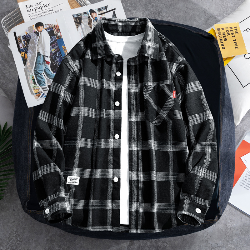 2025 Plaid shirt men's long-sl - Flannel Shirt Lined recensione e prezzo