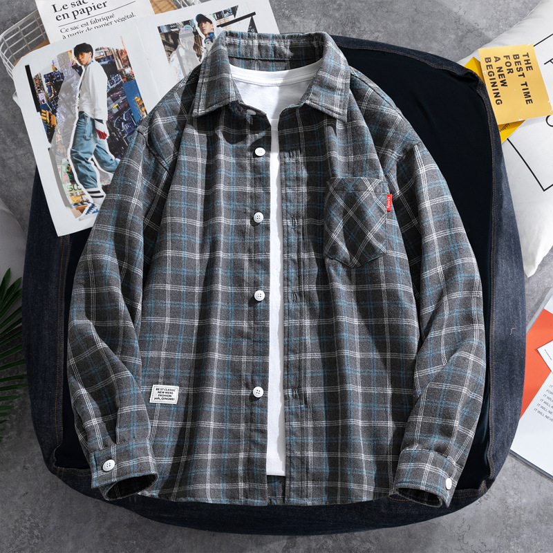 2025 Plaid shirt men's long-sl - Flannel Shirt Lined recensione e prezzo