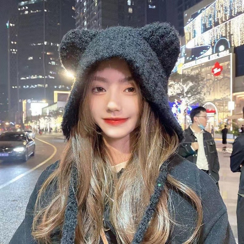 Winter Plush Bear Ear Wool Hat - Knit Beanie Hat Warm recensione e prezzo