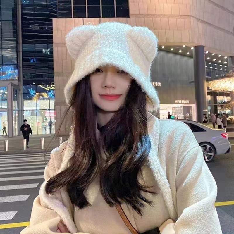 Winter Plush Bear Ear Wool Hat - Knit Beanie Hat Warm recensione e prezzo