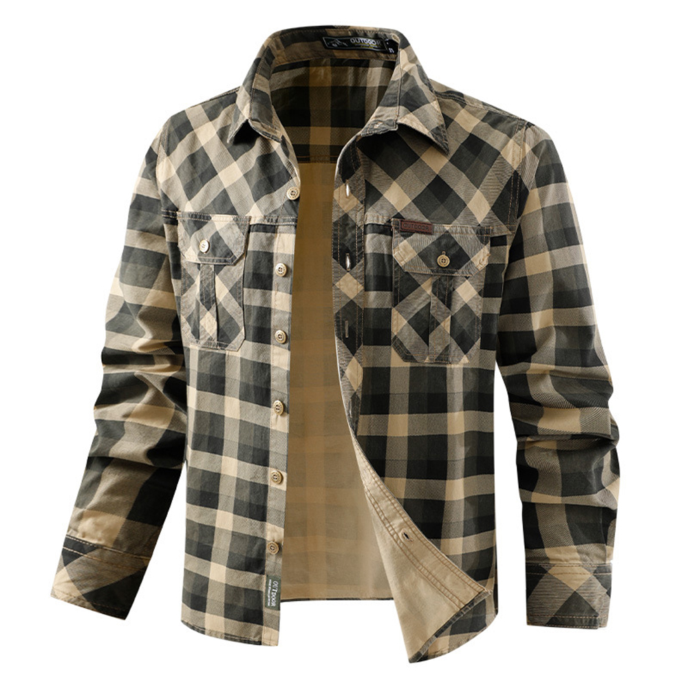 Spring Autumn Men's Cotton Pla - Flannel Shirt Lined recensione e prezzo