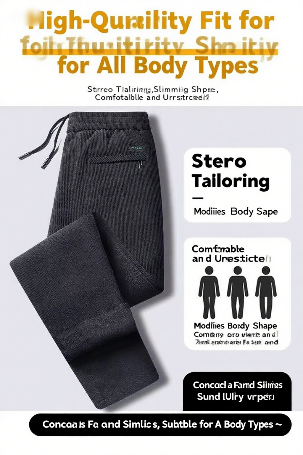 Black gray men's corduroy and  - Corduroy Pant Warm recensione e prezzo