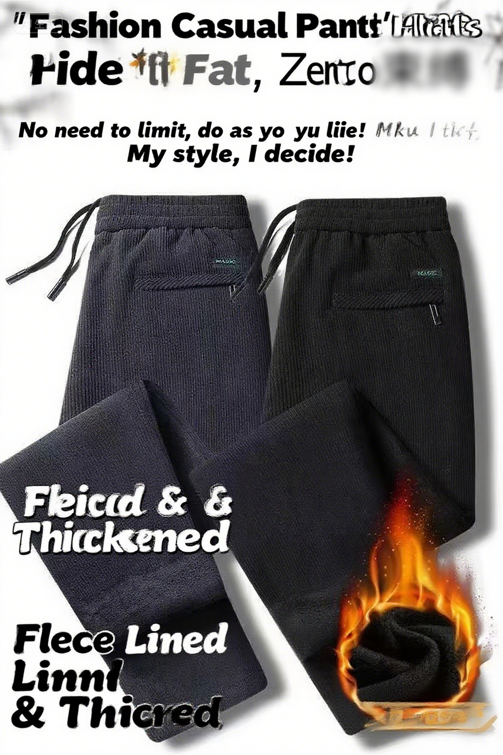 Black gray men's corduroy and  - Corduroy Pant Warm recensione e prezzo