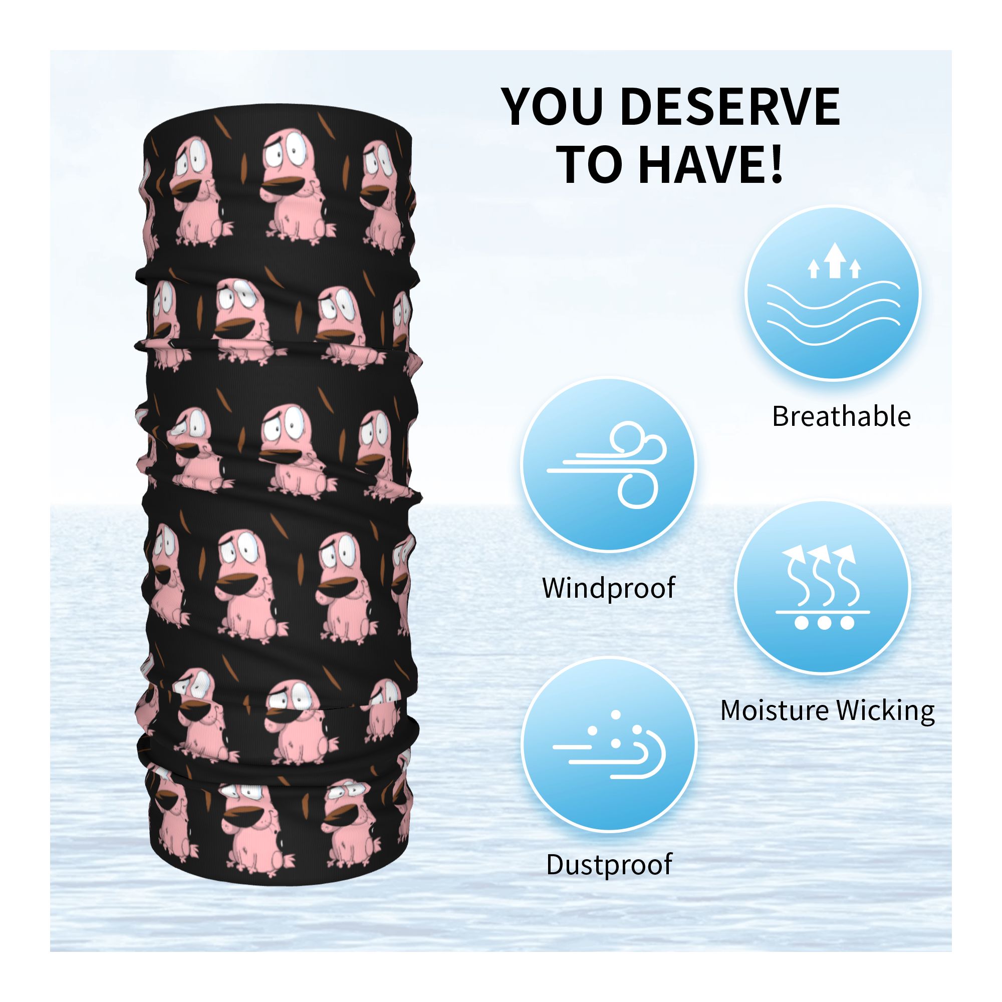 Custom Cartoon Courage Dog Win - Neck Gaiter Fleece recensione e prezzo