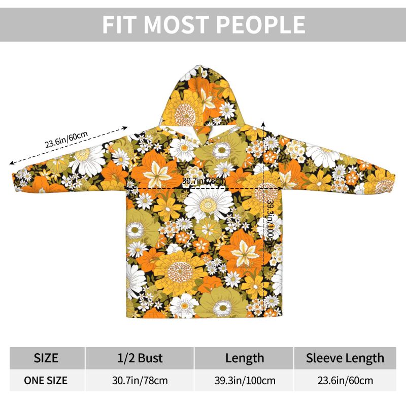Hippie Flower Floral Retro Bla - Sherpa Hoodie Fleece recensione e prezzo