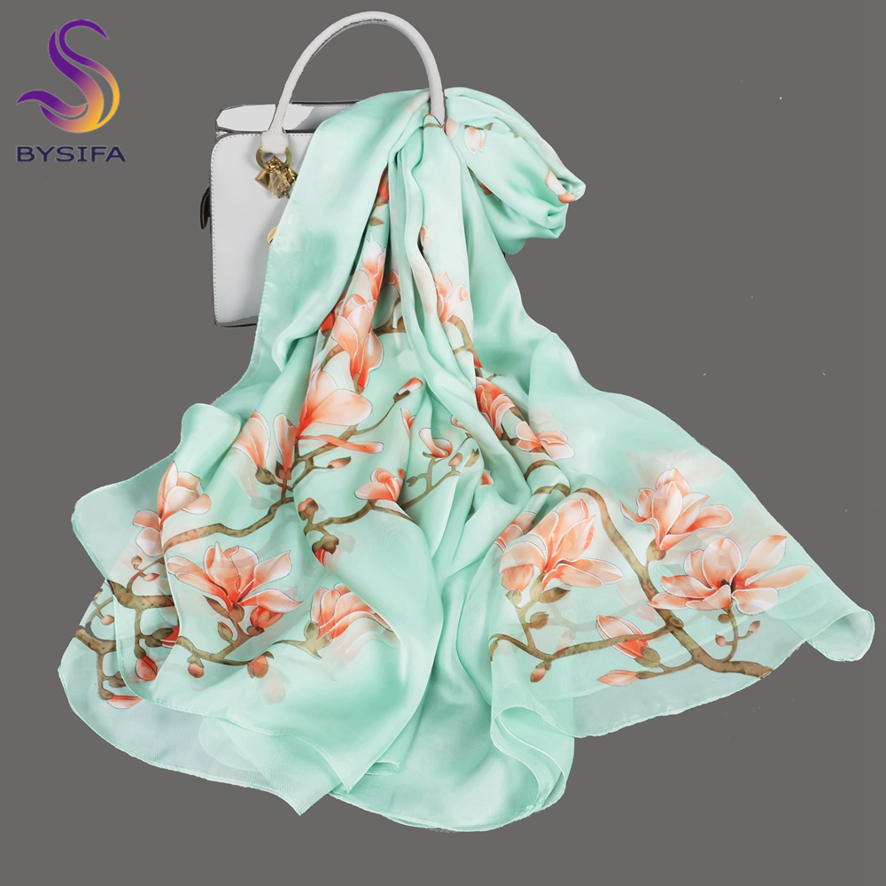 BYSIFA| Light Green Silk Scarf - Shawl Wrap Winter recensione e prezzo