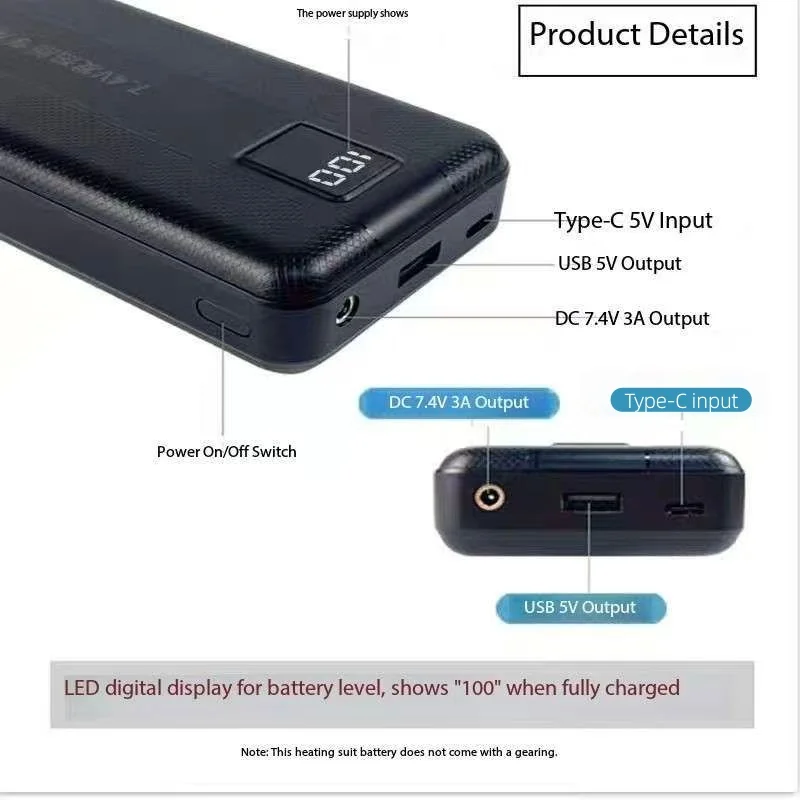New Large Capacity 7.4V/3A/160 - Heated Vest Battery recensione e prezzo