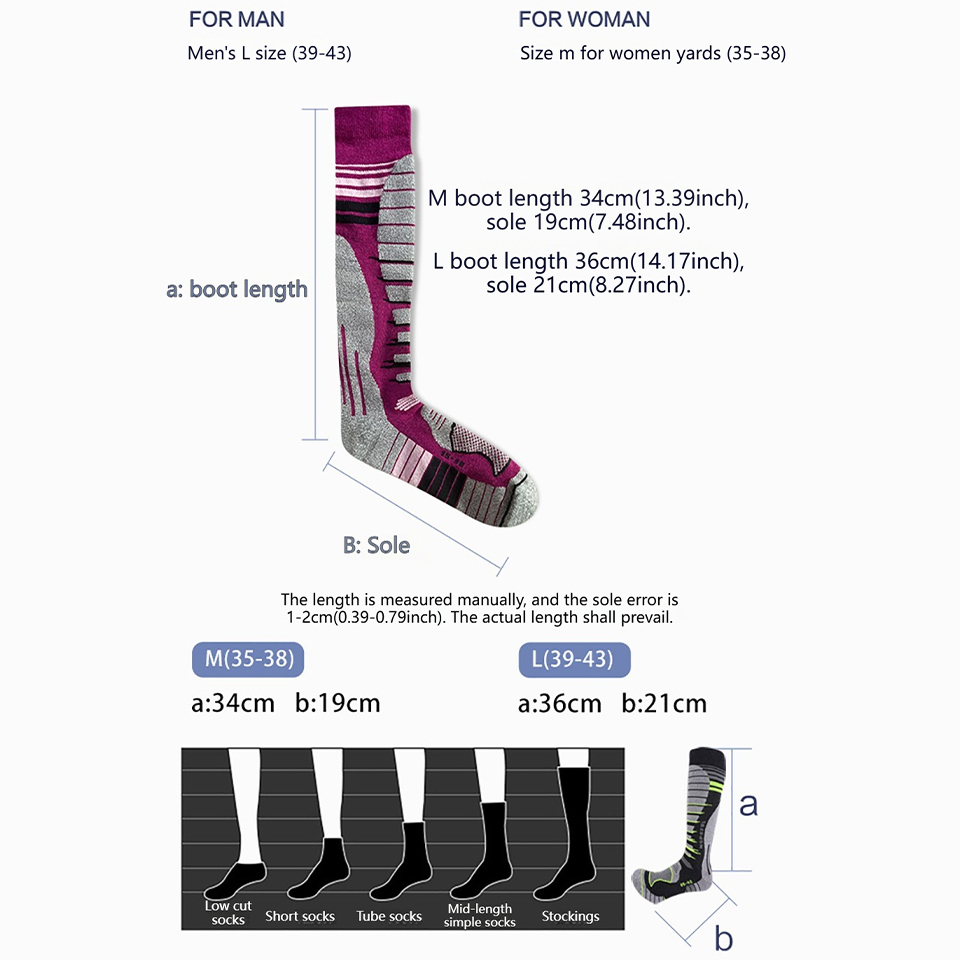 GTUBIKE Merino Wool Ski Socks, - Thermal Sock Wool recensione e prezzo