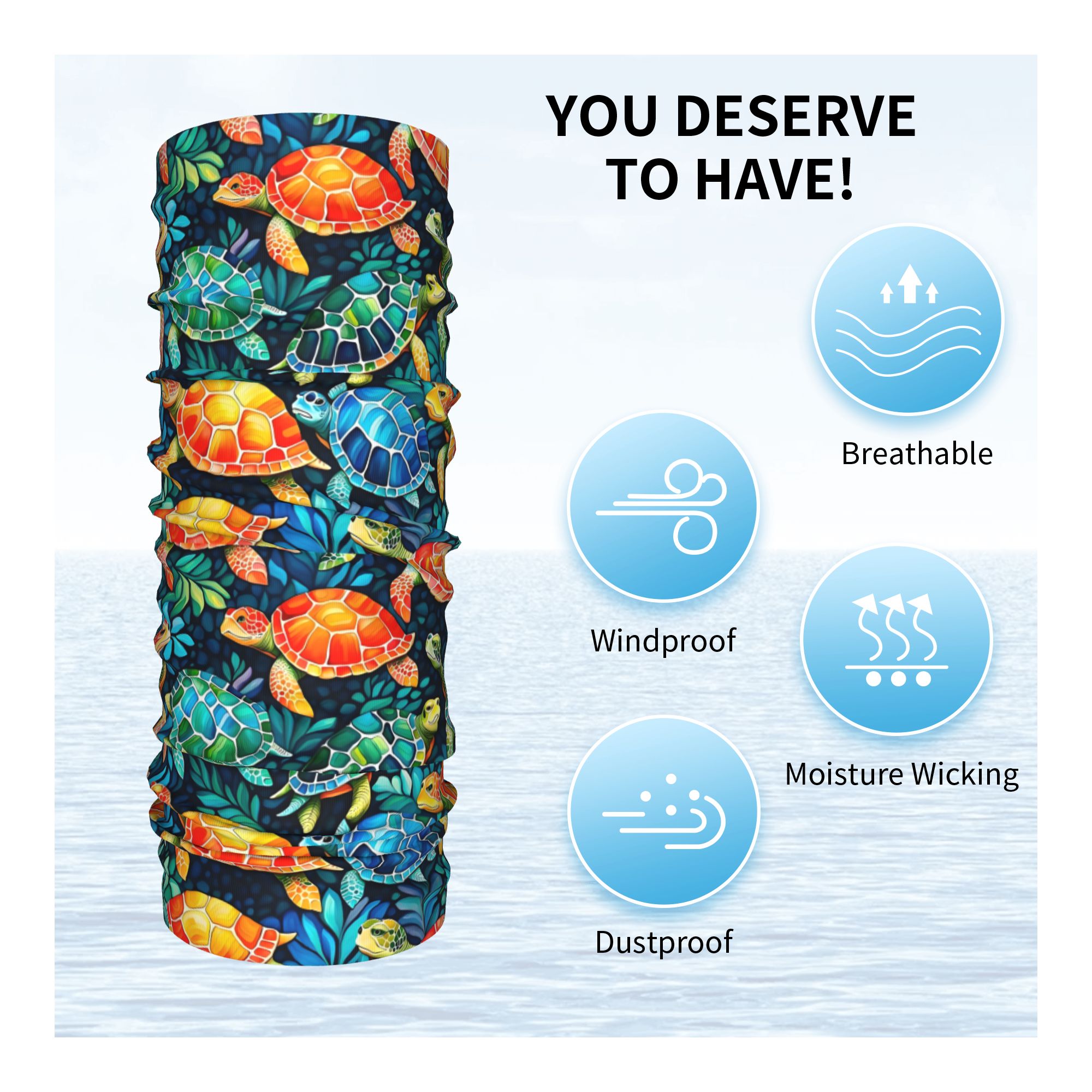 Custom Funny Colorful Sea Turt - Neck Gaiter Fleece recensione e prezzo