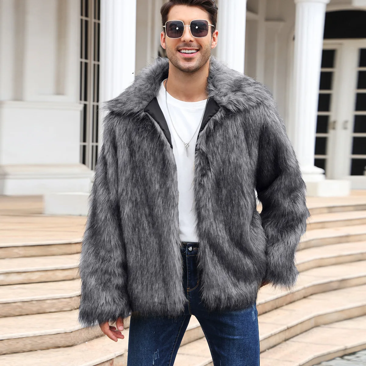 Men Faux Fox Fur Jacket Coat W - Down Jacket Packable recensione e prezzo