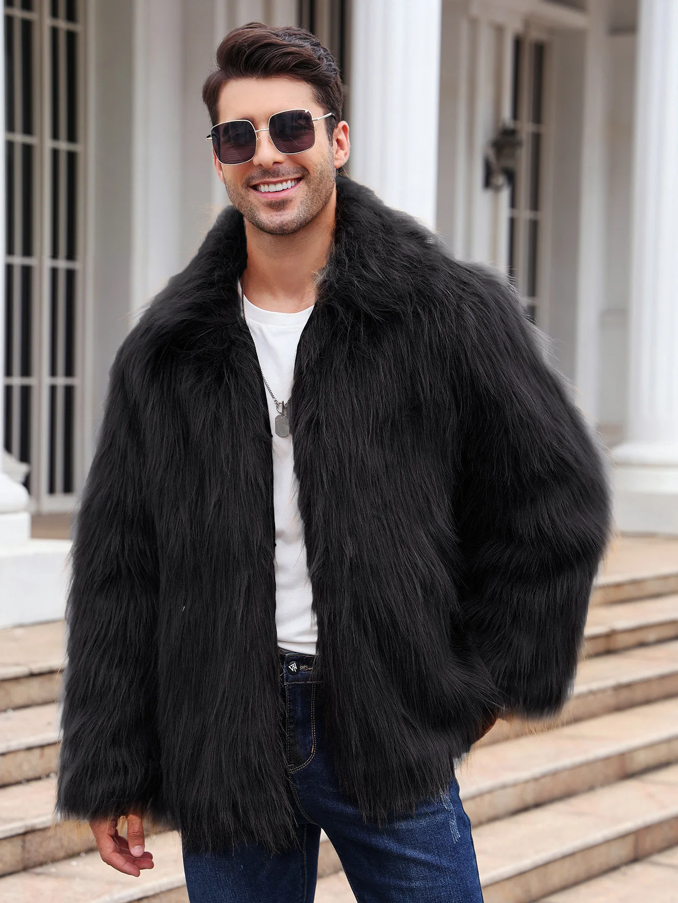 Men Faux Fox Fur Jacket Coat W - Down Jacket Packable recensione e prezzo