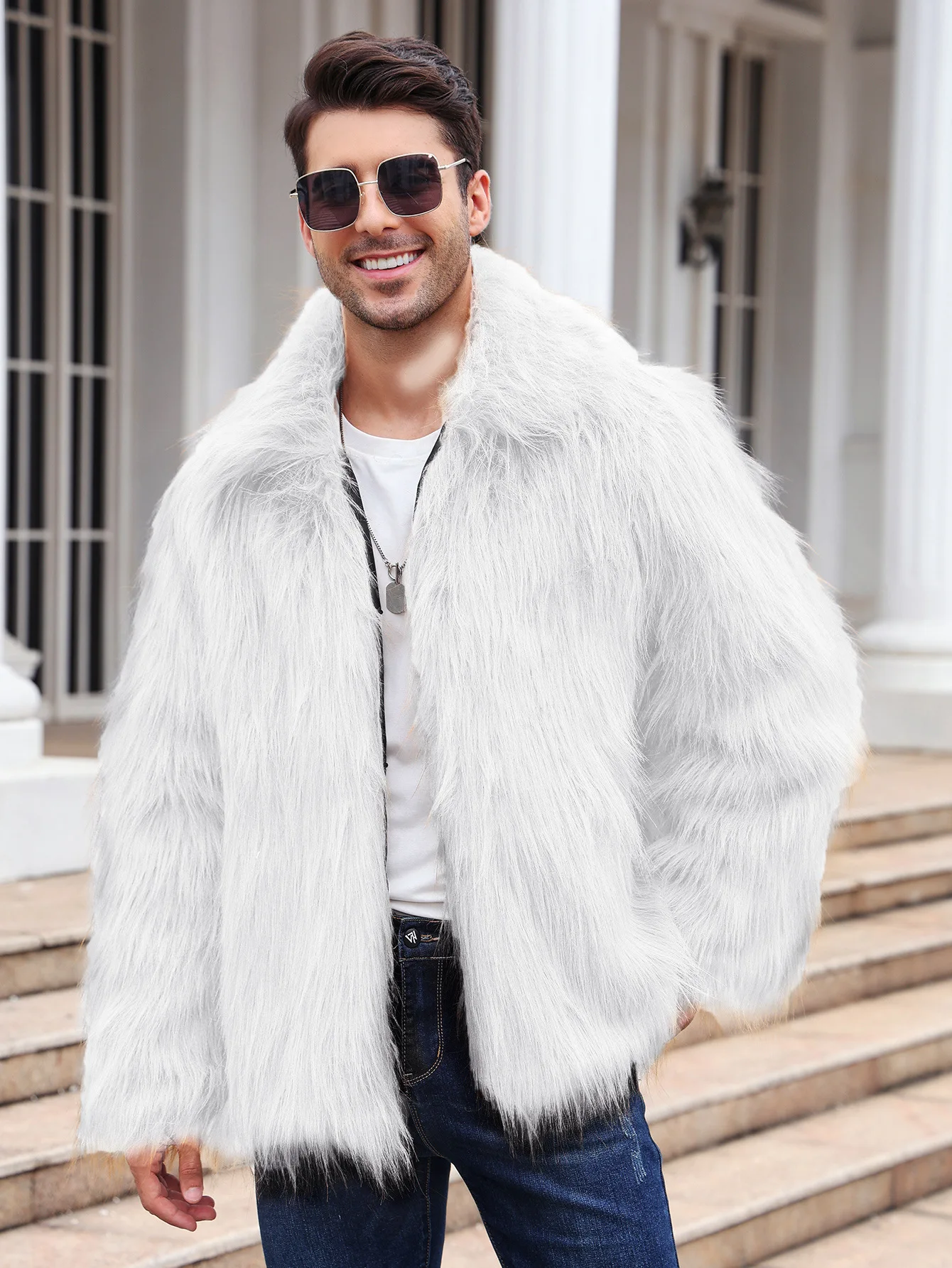 Men Faux Fox Fur Jacket Coat W - Down Jacket Packable recensione e prezzo