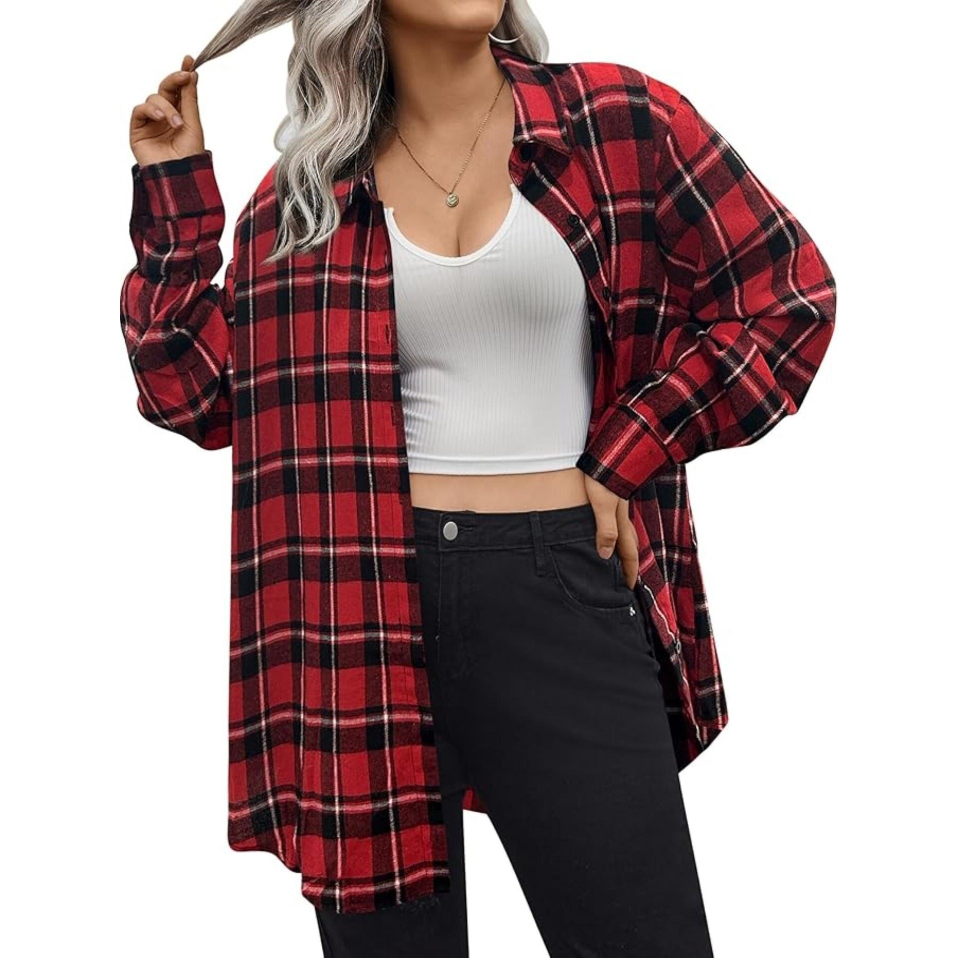 Warm Flannel Plaid Shirt Women - Flannel Shirt Lined recensione e prezzo