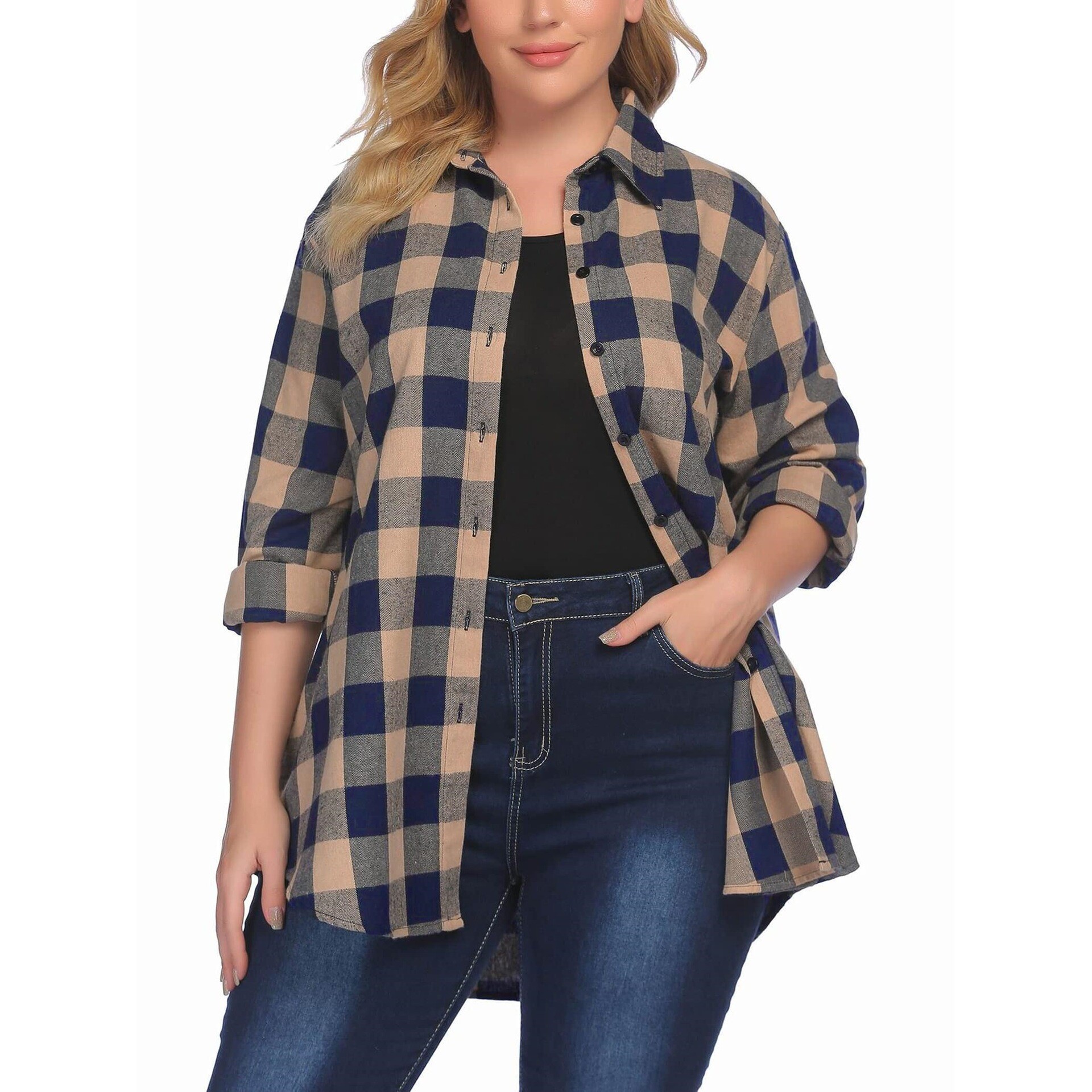 Warm Flannel Plaid Shirt Women - Flannel Shirt Lined recensione e prezzo