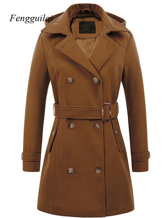 Women's Black Hooded Double Br - Wool Coat Peacoat recensione e prezzo