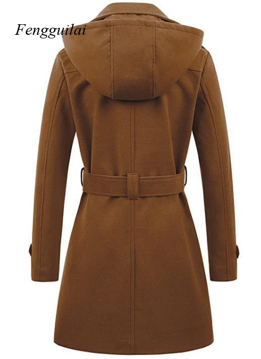 Women's Black Hooded Double Br - Wool Coat Peacoat recensione e prezzo