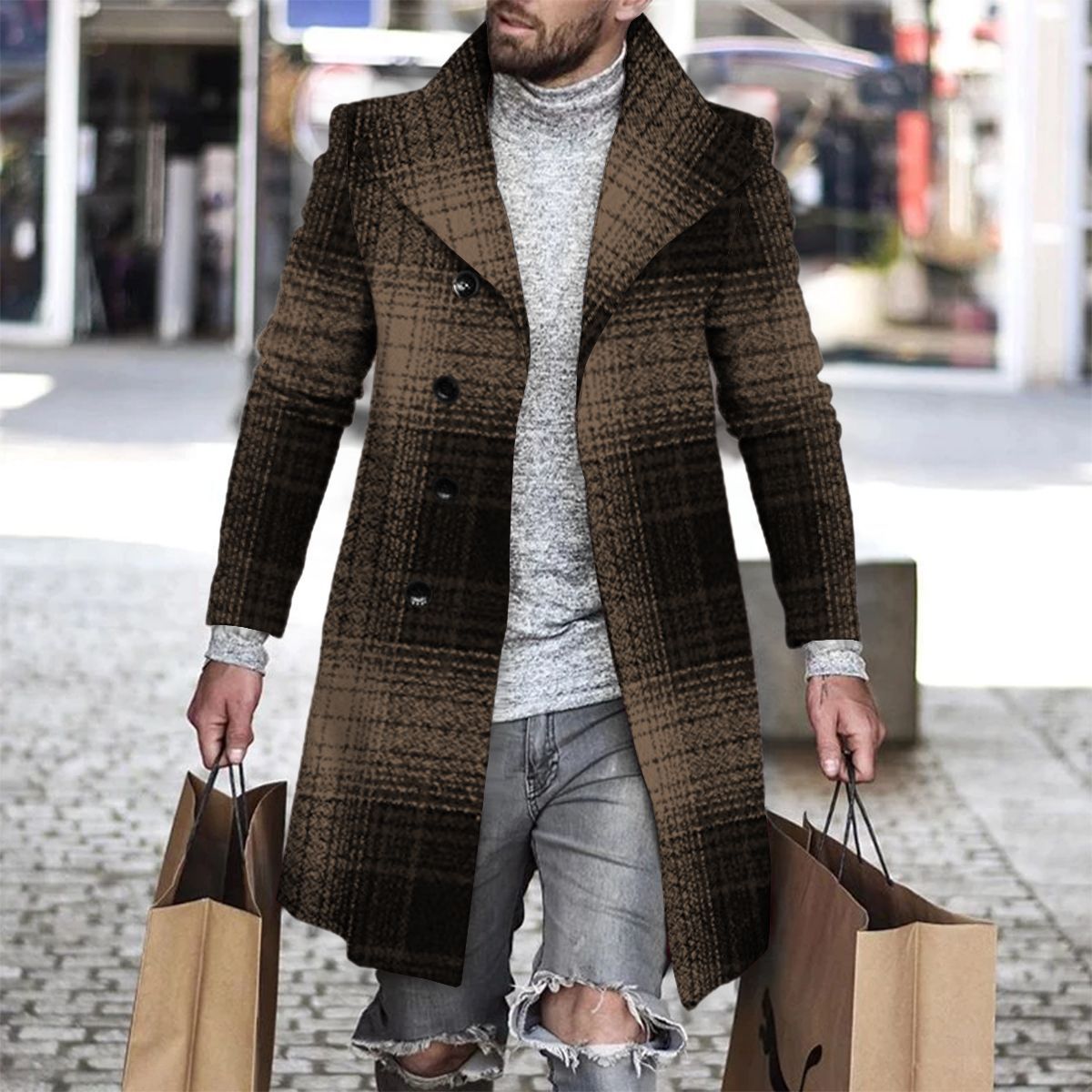 2025 Long Coat Men Mens Wool J - Wool Coat Peacoat recensione e prezzo