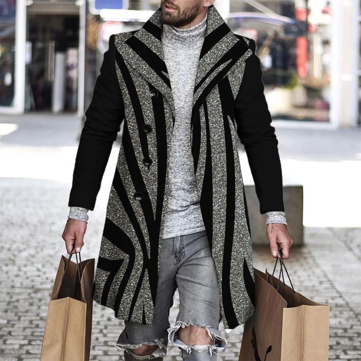 2025 Long Coat Men Mens Wool J - Wool Coat Peacoat recensione e prezzo