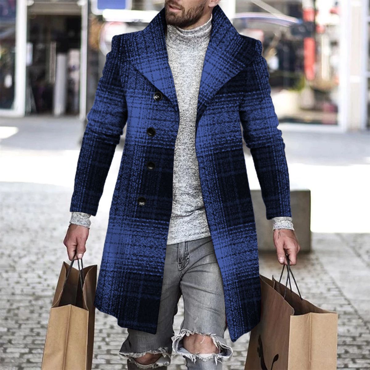 2025 Long Coat Men Mens Wool J - Wool Coat Peacoat recensione e prezzo