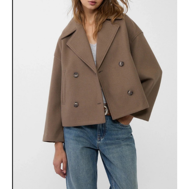 Women's Oversized Double Breas - Wool Coat Peacoat recensione e prezzo