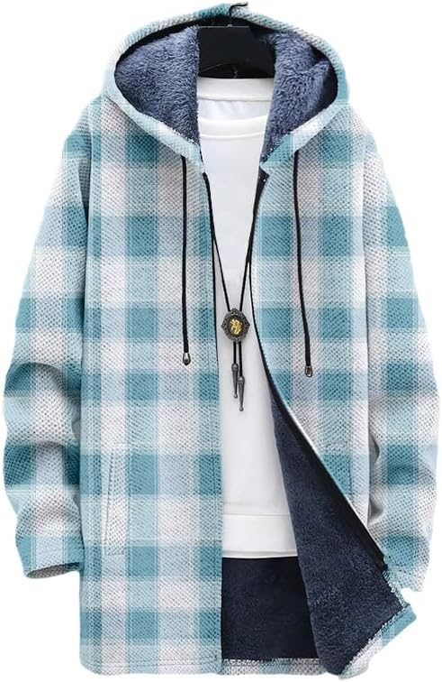 Men's Plaid Cardigan Oversized - Sherpa Hoodie Fleece recensione e prezzo