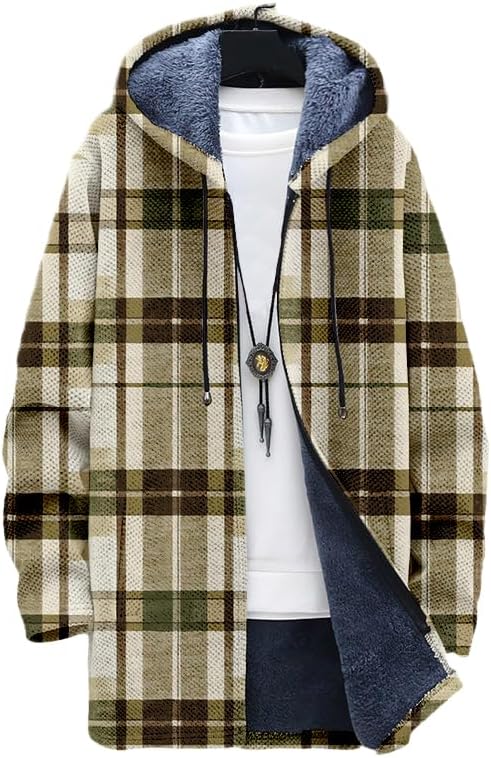 Men's Plaid Cardigan Oversized - Sherpa Hoodie Fleece recensione e prezzo