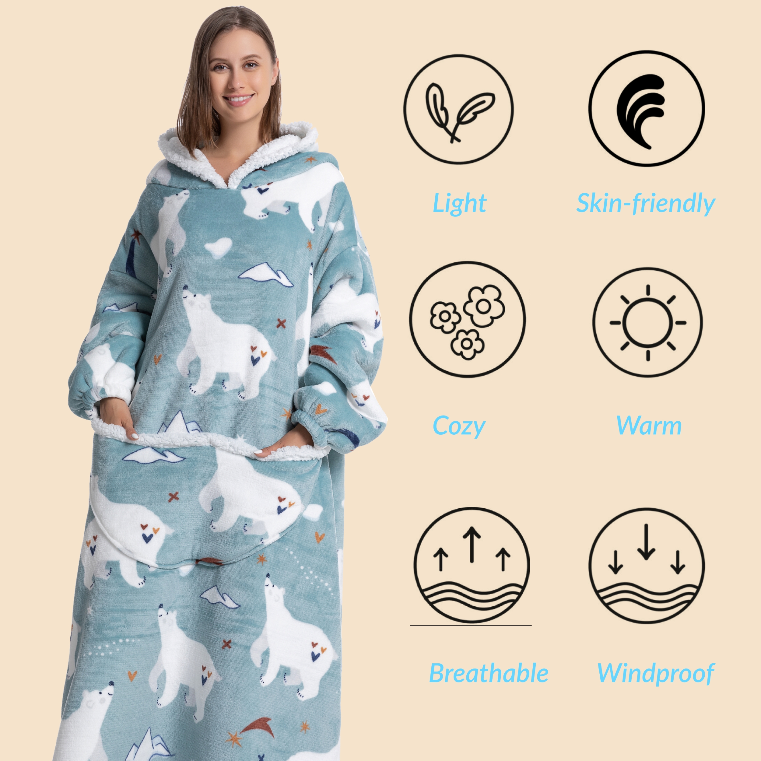 Oversized Wearable Blanket Coz - Sherpa Hoodie Fleece recensione e prezzo